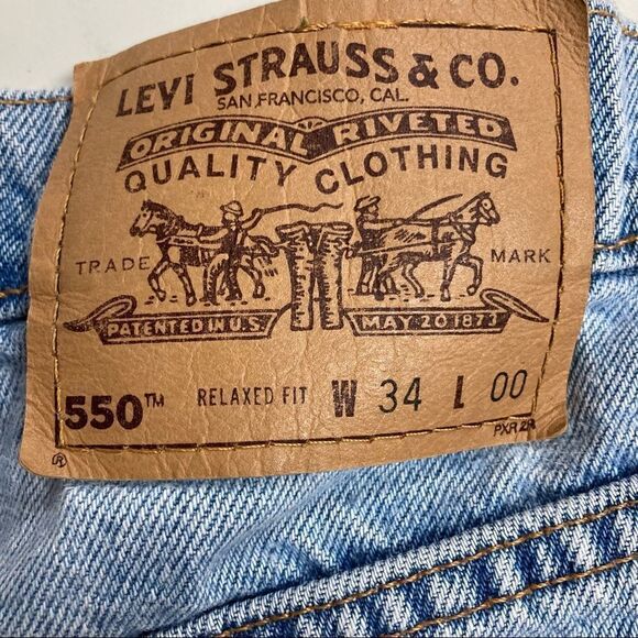 LEVI’S, 550 Relaxed Fit, VINTAGE, Orange tag, Women’s shorts, Size 34, Blue, - Picture 4 of 12